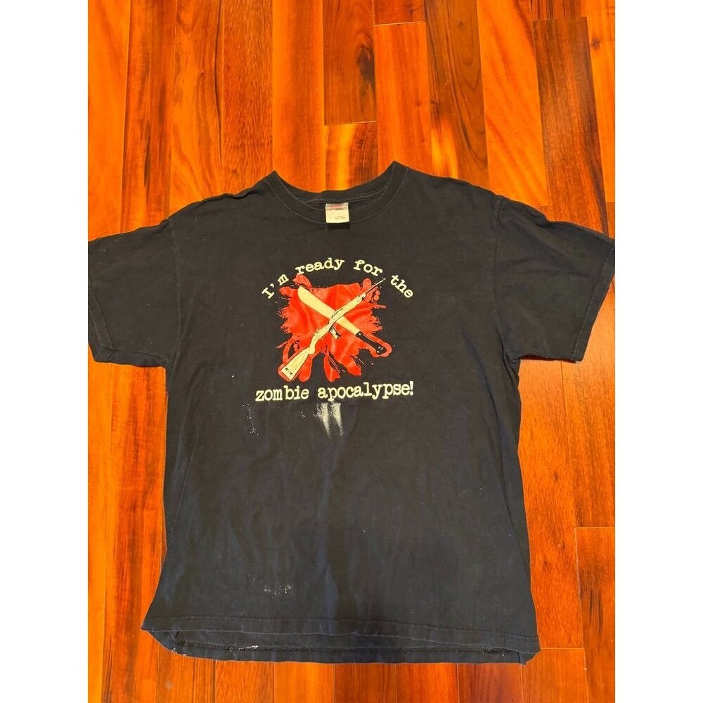 Vintage Tee Shirt I'm Ready for the Zombie Apocalypse Goth READ